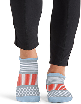 Cherokee Infinity Legwear Athletic Ankle Socks in Sky Blue White Vivid Orange