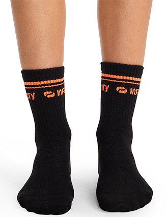 Cherokee Infinity Legwear Athletic Crew Socks in Black Vivid Orange