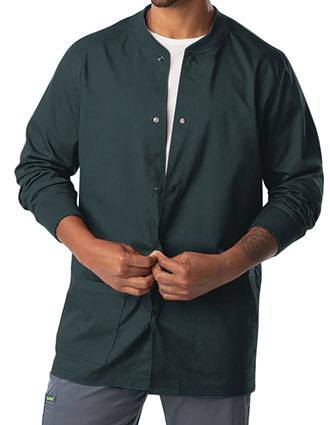 Landau Proflex Men's Knit Collar Snap Front Solid Scrub Jacket