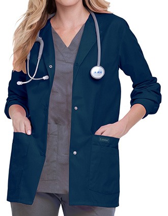 Adar Universal Scrubs for Women - Round Neck Warm-Up Scrub Jacket - 602 -  White