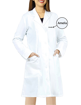 Heedfit Free Embroidery Women's Two Pocket 35 Inches White Medical Lab Coat