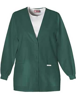 PU Made To Order Women's V-Neck Two Pocket Warm-Up Scrub Jacket-PU-6002