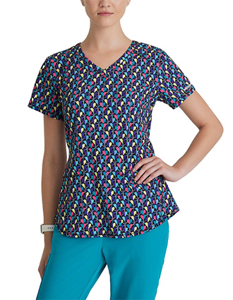 Skechers Essence Animal Print Deco Hearts V-Neck Top