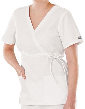 White Swan Fundamentals Women Tie Belt Mock Wrap Scrub Top
