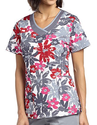 White Cross Womens Abby Bloom Curved V-neck top