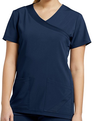 White Cross Fit Women's Mock Wrap Solid Scrub Top