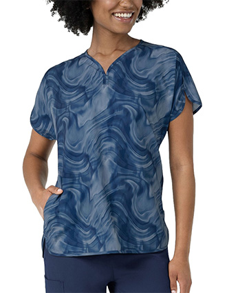 Wonderwink Women's Dolman Print Scrub Top in Dreamy Daze Navy Tonal