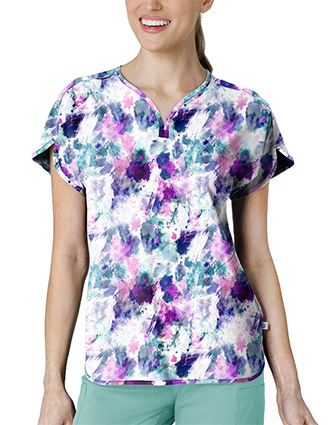 Wink Scrubs Women's Dolman Print Scrub Top in Futuristic Floral