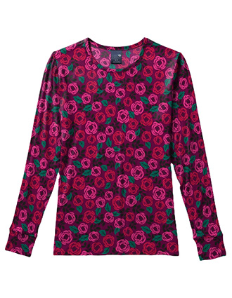 Zoe and Chloe Women's Crew Neck Rosey Posey Print T-Shirt