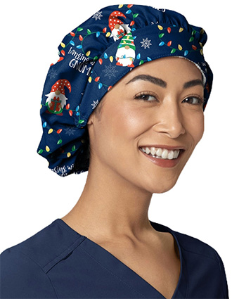 Zoe+Chloe Women's Performance Print Bouffant Scrub Cap in Gnome Alone