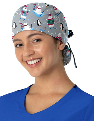 Zoe+Chloe Women's  Tie-Back Ponytail Scrub Cap In Tis the Skison