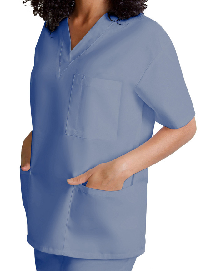 Adar Unisex V-Neck Three Pockets Nursing Scrub Top
