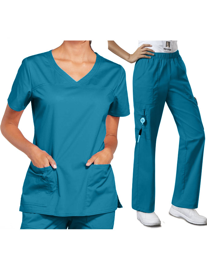 Cherokee WorkWear Women's V-Neck Nursing Scrub Set
