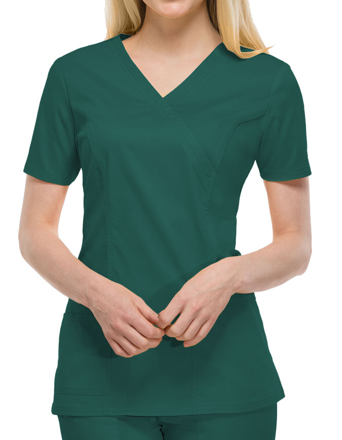 Cherokee Workwear Womens Mock Wrap Scrub Top