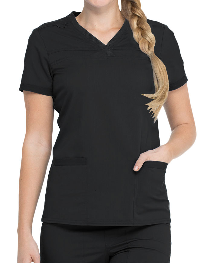 Dickies Balance Women's V-Neck Top With Rib Knit Panels