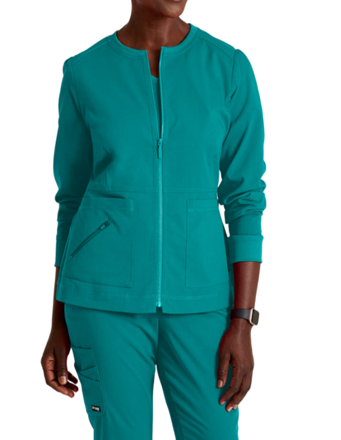 Grey's Anatomy Spandex Stretch Women's Round Neck Zip Front Jacket