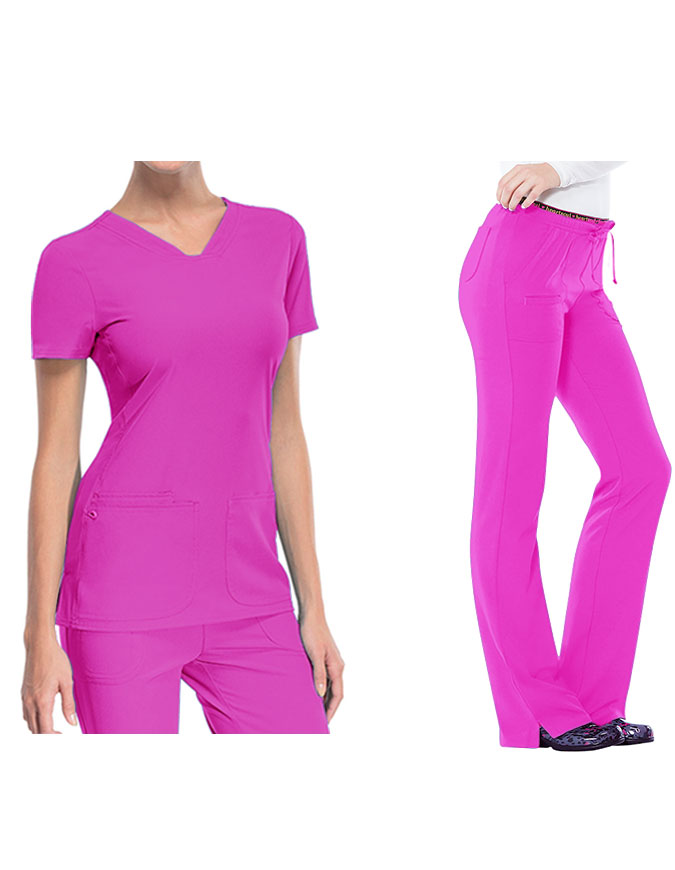 HeartSoul Break On Through Women's Pitter-Pat Shaped V-Neck Scrub Set