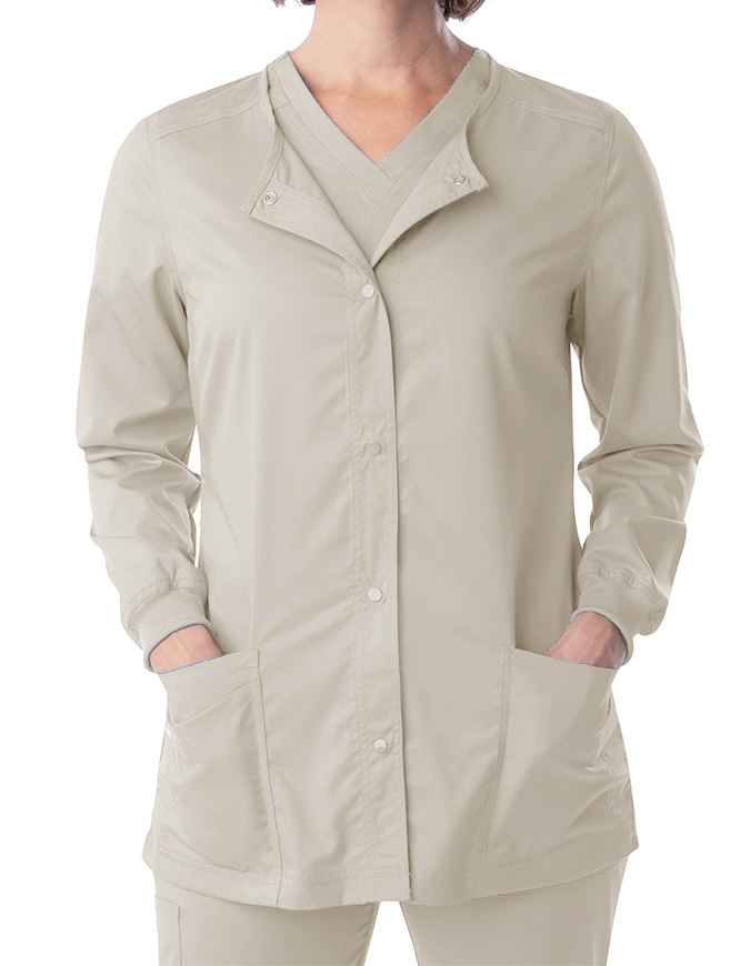 Landau Proflex Women's Snap Front Warm Up Solid Scrub Jacket