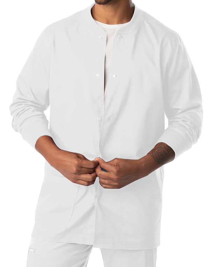 Landau Proflex Men's Knit Collar Snap Front Solid Scrub Jacket