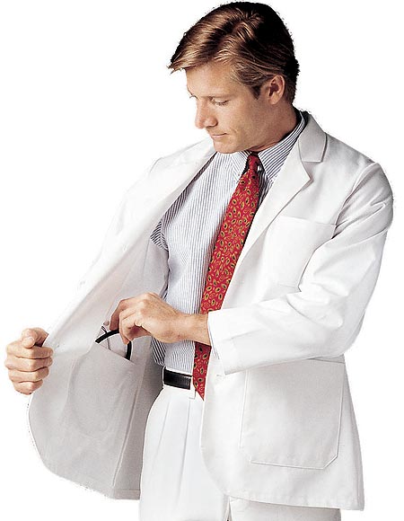Landau Mens 30.75 inch White Twill Consultation Coat