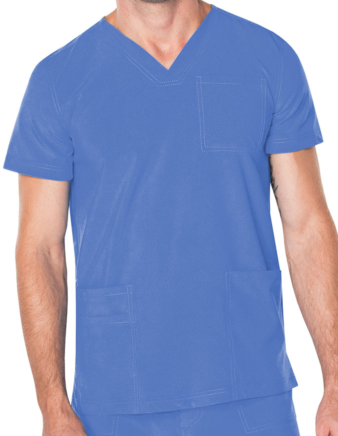Landau Proflex Men's V-Neck Chest Pocket Solid Scrub Top
