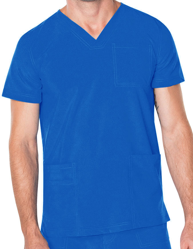 Landau Proflex Men's V-Neck Chest Pocket Solid Scrub Top