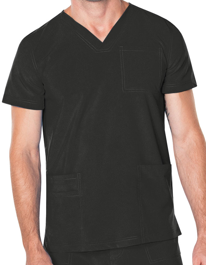 Landau Proflex Men's V-Neck Chest Pocket Solid Scrub Top
