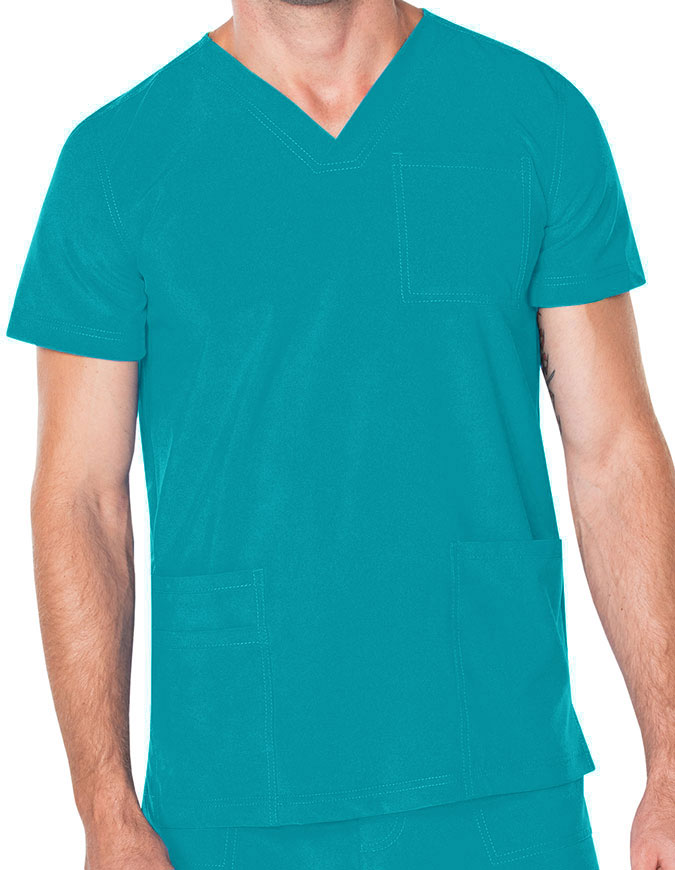 Landau Proflex Men's V-Neck Chest Pocket Solid Scrub Top