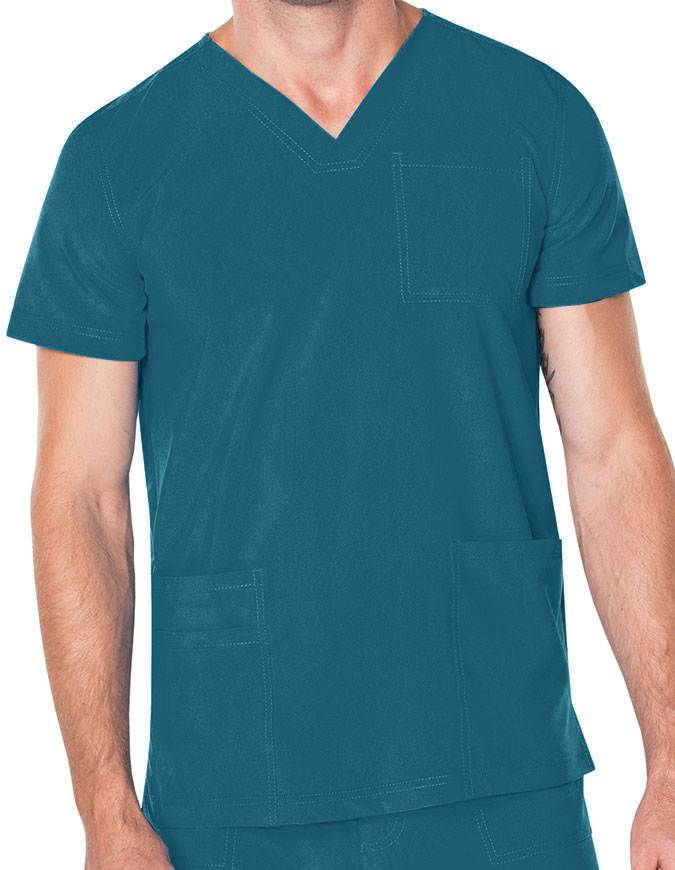 Landau Proflex Men's V-Neck Chest Pocket Solid Scrub Top