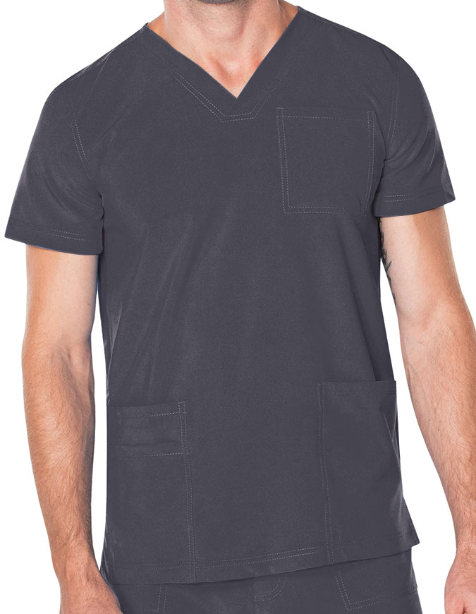 Landau Proflex Men's V-Neck Chest Pocket Solid Scrub Top