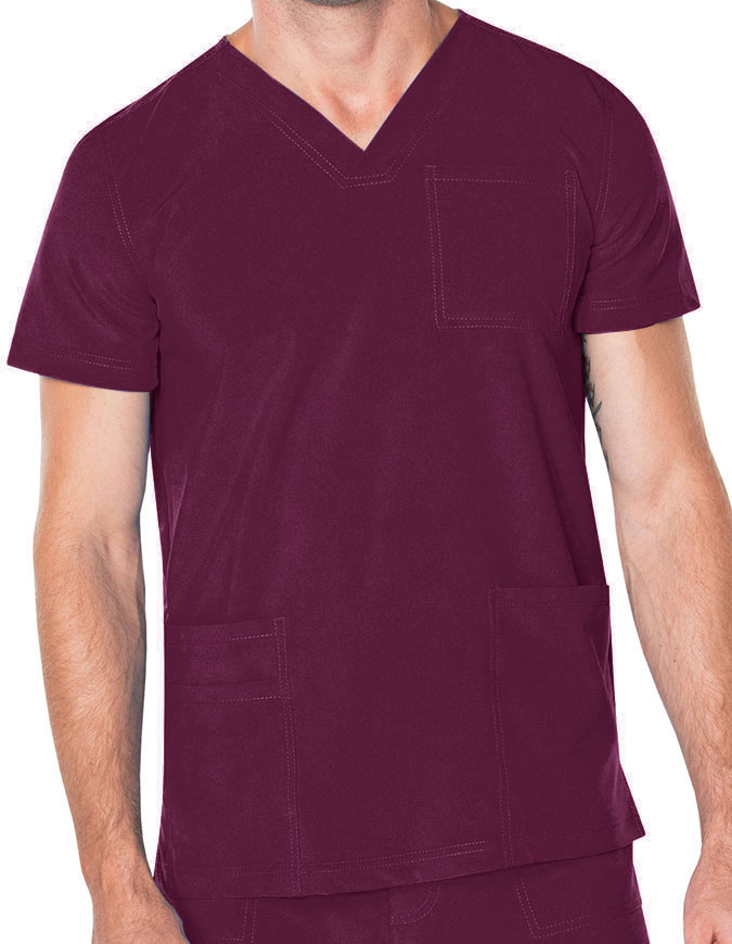 Landau Proflex Men's V-Neck Chest Pocket Solid Scrub Top