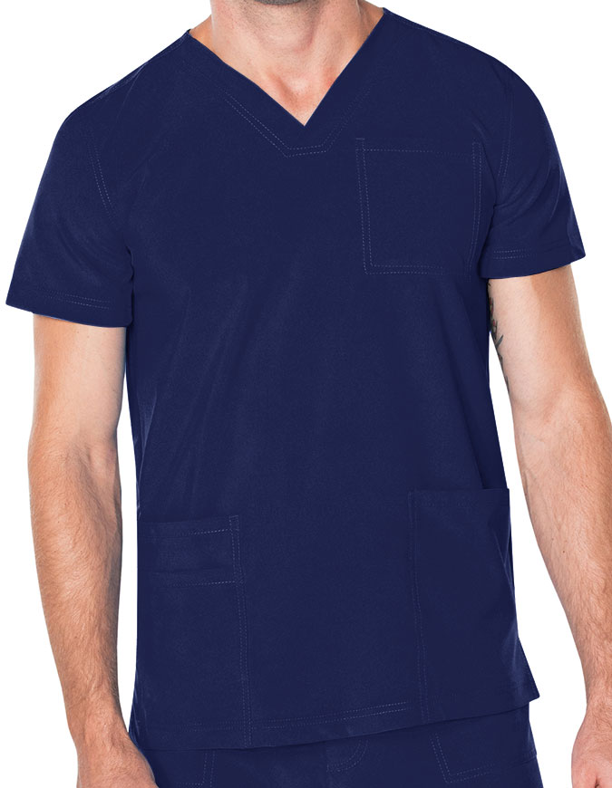 Landau Proflex Men's V-Neck Chest Pocket Solid Scrub Top