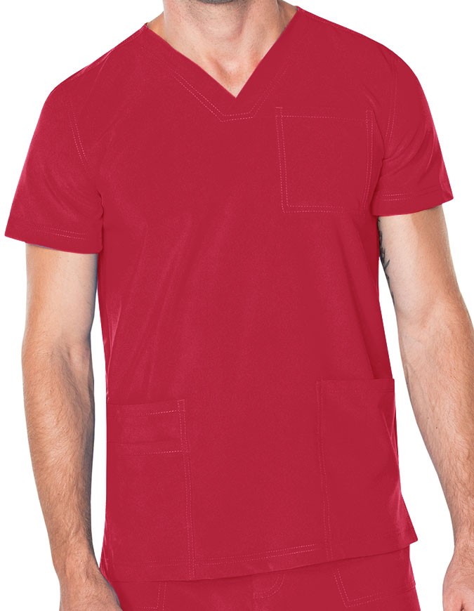 Landau Proflex Men's V-Neck Chest Pocket Solid Scrub Top