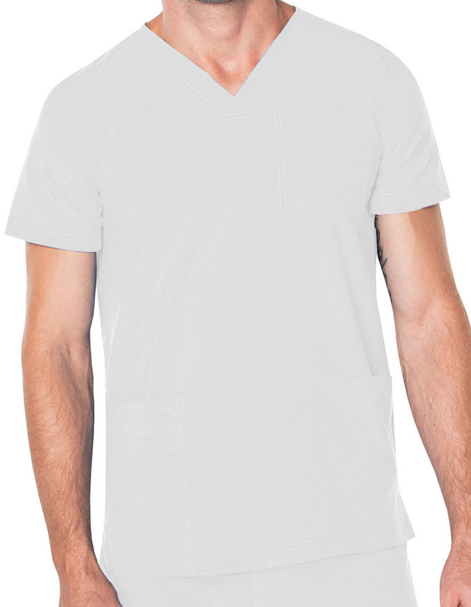 Landau Proflex Men's V-Neck Chest Pocket Solid Scrub Top