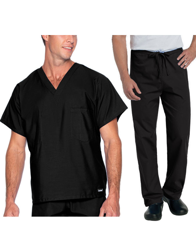 Landau Essentials Unisex Reversible V-Neck  Drawstring Medical Scrub Set