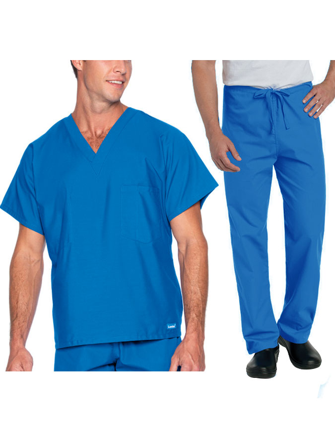 Landau Essentials Unisex Reversible V-Neck  Drawstring Medical Scrub Set