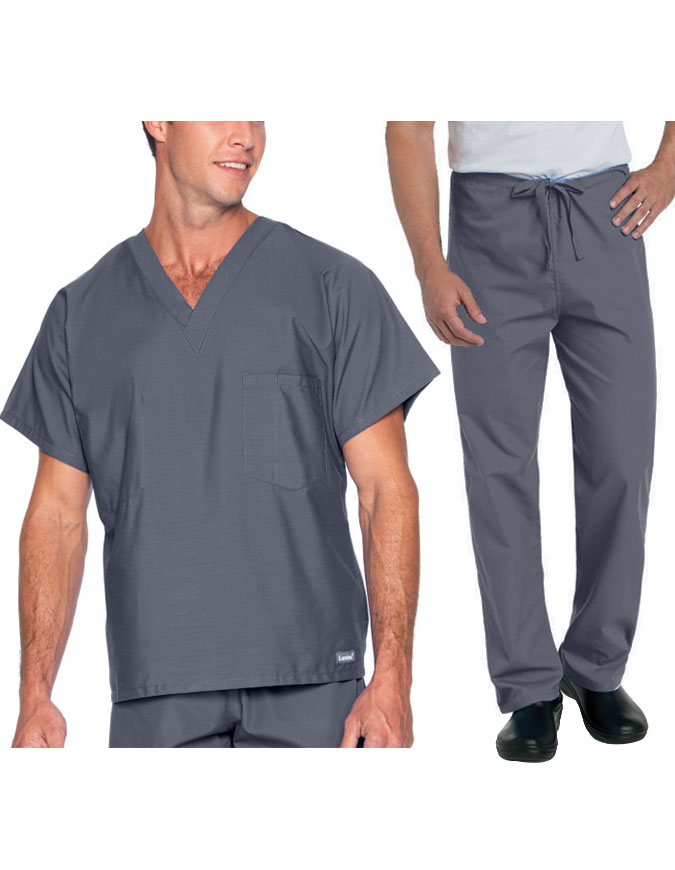 Landau Essentials Unisex Tall Reversible V-Neck Drawstring Medical Scrub Set