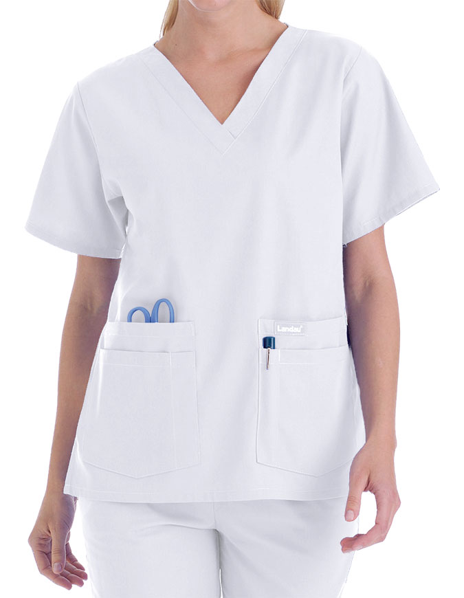 Landau Trends Women's Four Pocket V-Neck Nurse Scrub Top