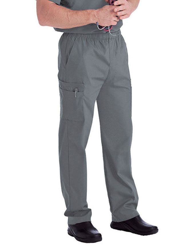 Landau Platinum Men's Cargo Pockets Elastic Waist Medical Scrub Petite Pants