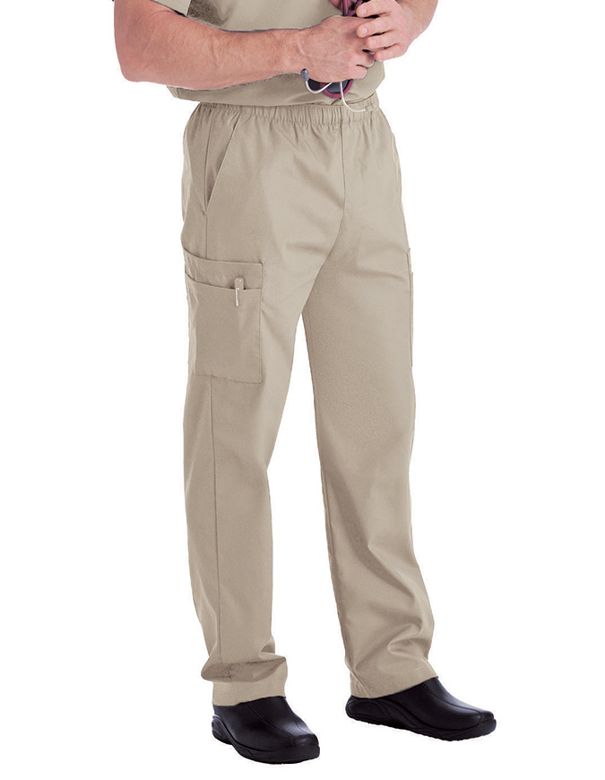 Landau Men's Cargo Pockets Elastic Waist Medical Scrub Pants