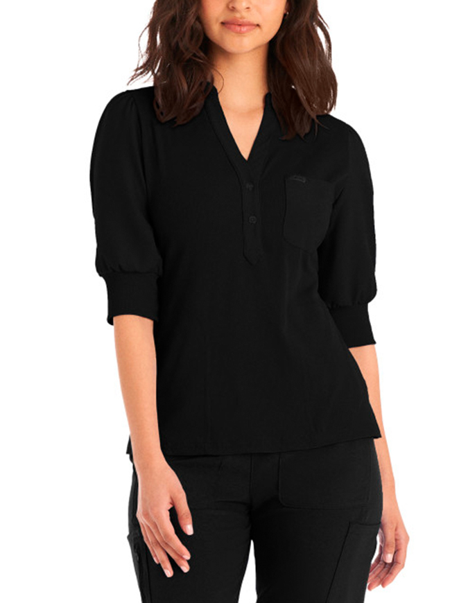 Landau Forward 3-Pocket Rib Knit Collar Top