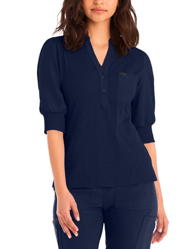 Landau Forward 3-Pocket Rib Knit Collar Top