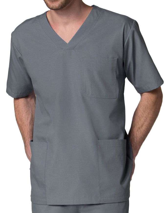 Maevn Red Panda Men's 3-Pocket V-Neck Solid Scrub Top