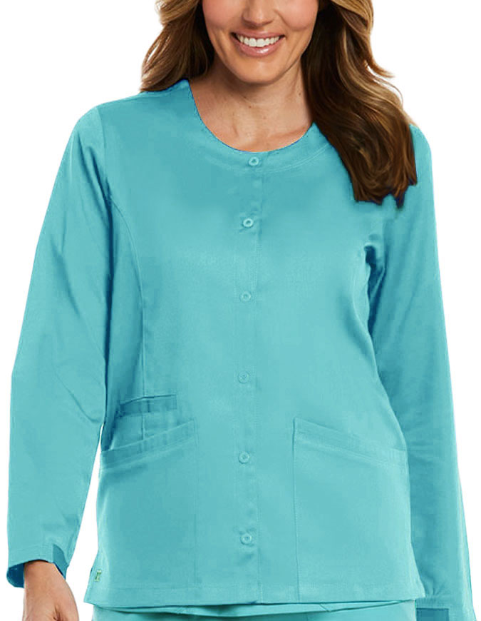 Maevn Matrix Women's Round Neck Snap Front Jacket