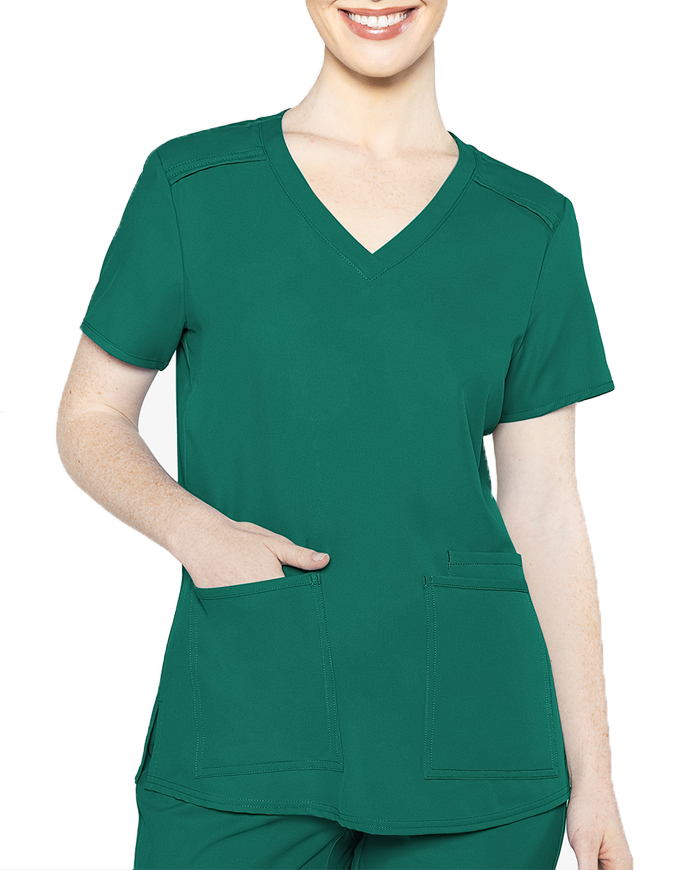 Med Couture Insight Women's Pleated Solid Scrub Top