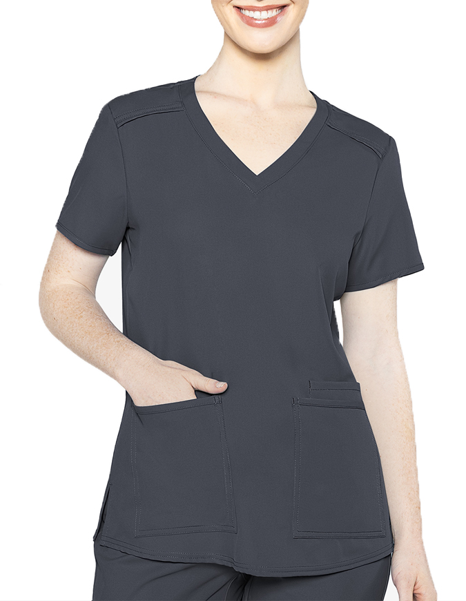 Med Couture Insight Women's Pleated Solid Scrub Top