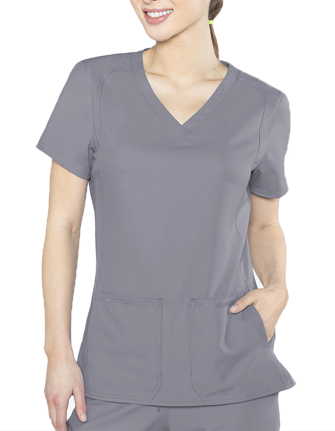 Med Couture Insight Women's Doubled Pocket Solid Scrub Top