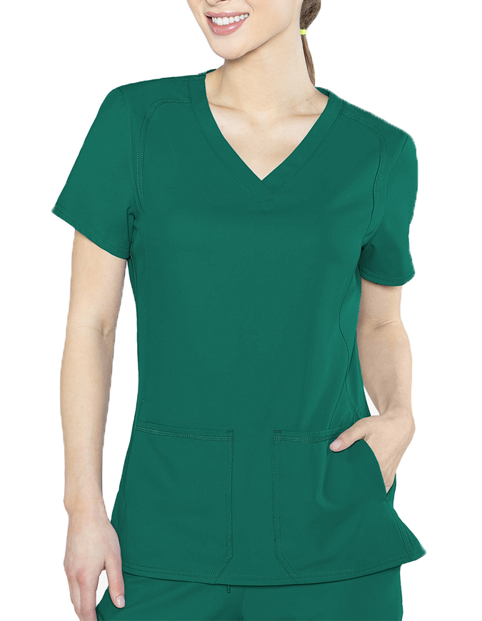 Med Couture Insight Women's Doubled Pocket Solid Scrub Top