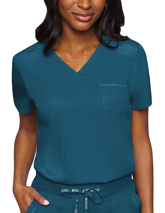 Med Couture Touch Women's Tuck In Solid Scrub Top