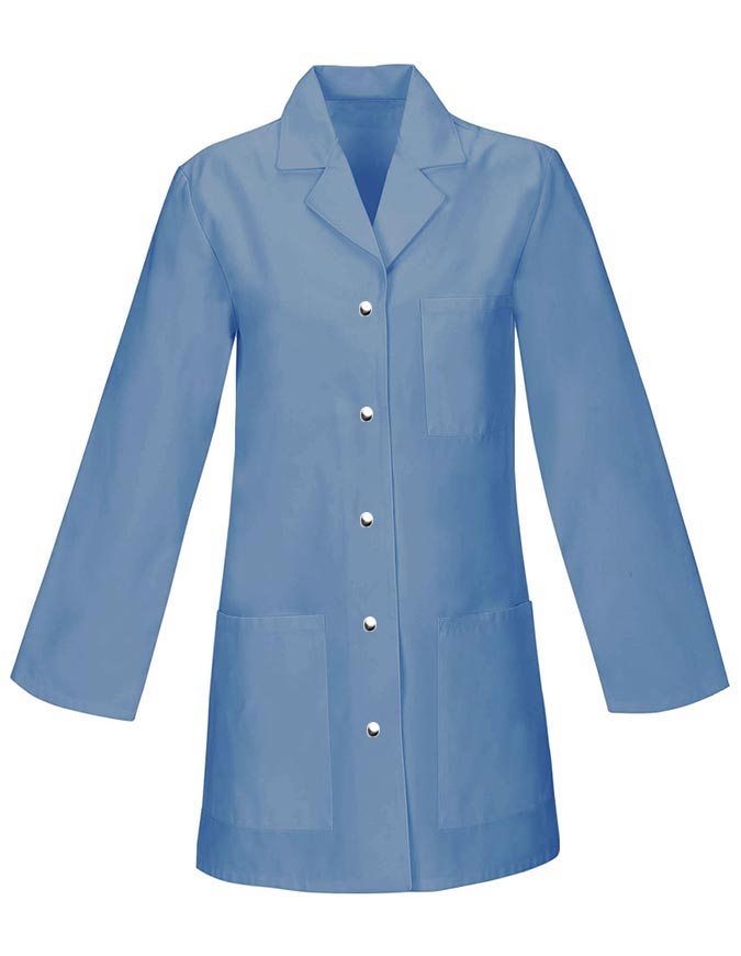 Womens 32 Inches Three Pocket Snap Front Colored Lab Coat